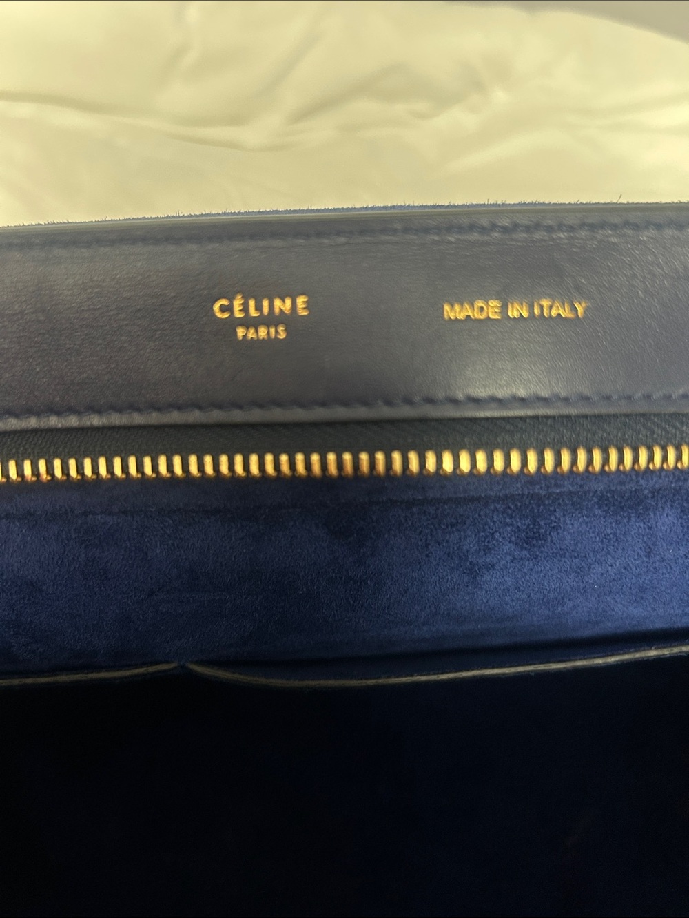 Celine Navy Leather Top-Handle Satchel with Gold Hardware - Picture 2 of 6